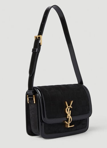 徽标铭牌绗缝单肩包 Saint Laurent 徽标铭牌绗缝单肩包 黑色 sla0251123