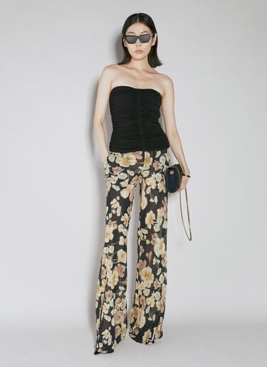 Saint Laurent 半透明花卉印花长裤 黑 sla0253012