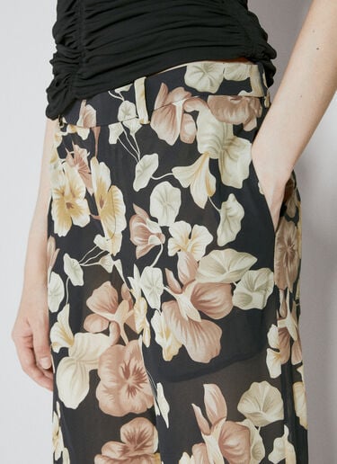 Saint Laurent 半透明花卉印花长裤 黑 sla0253012