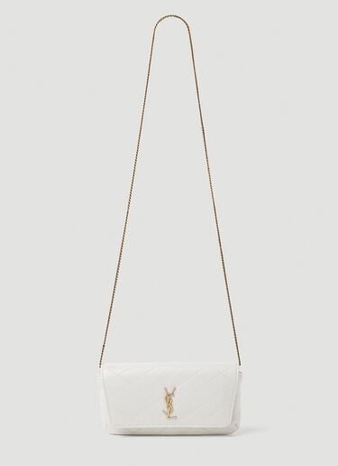 Gaby Chain Phone Holder Saint Laurent Gaby Chain Phone Holder Cream sla0253141