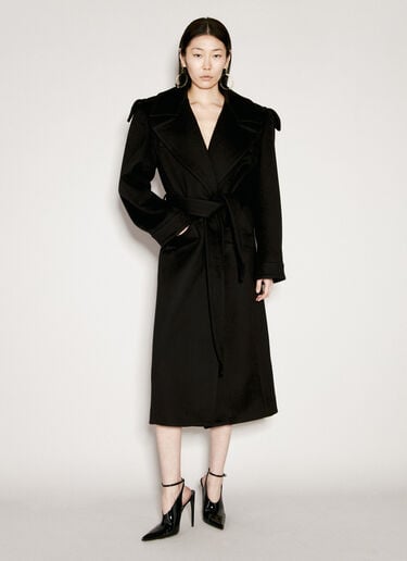 캐시미어 & 울 벨트 장식 코트 Saint Laurent 캐시미어 & 울 벨트 장식 코트 블랙 sla0254026