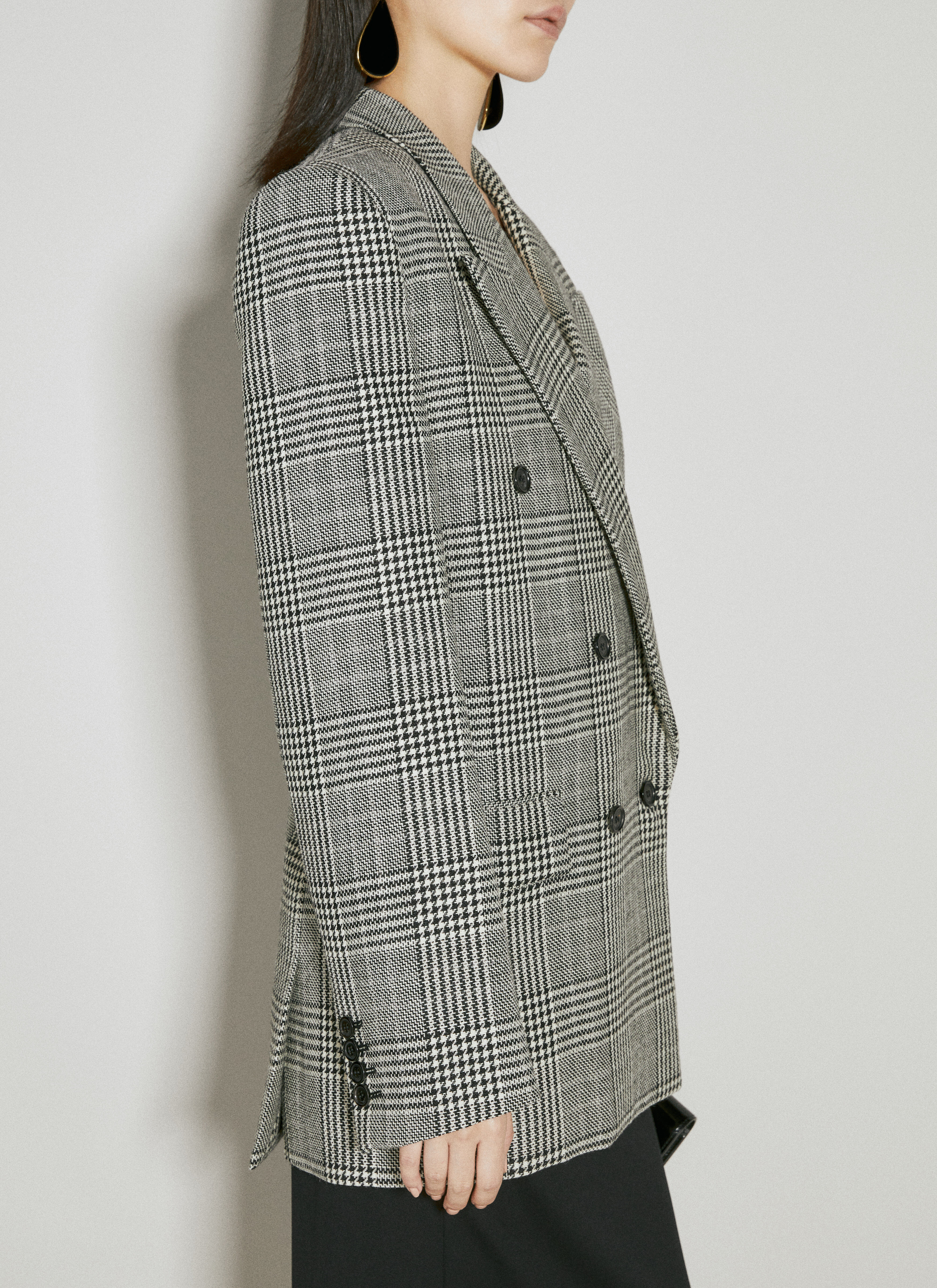 Saint Laurent Women's' Oversized Prince Of Wales Wool Blazer