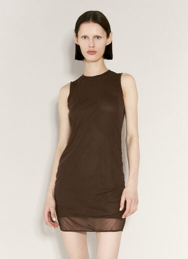 Tulle Tank Mini Dress Saint Laurent Tulle Tank Mini Dress Brown sla0255027