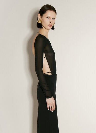 Long-Sleeve Georgette Bodysuit Saint Laurent Long-Sleeve Georgette Bodysuit Black sla0256002