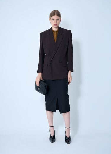 Saint Laurent Silk Blazer Brown sla0258062