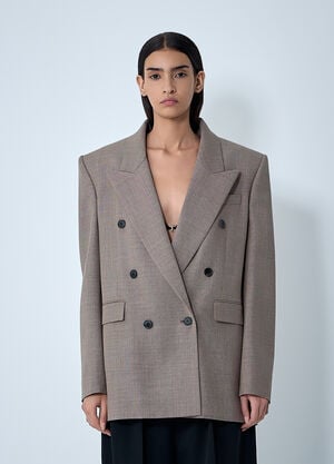 Saint Laurent Double-Breasted Blazer Beige sla0260070
