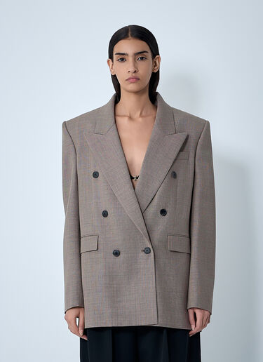 Saint Laurent Double-Breasted Blazer Beige sla0260070