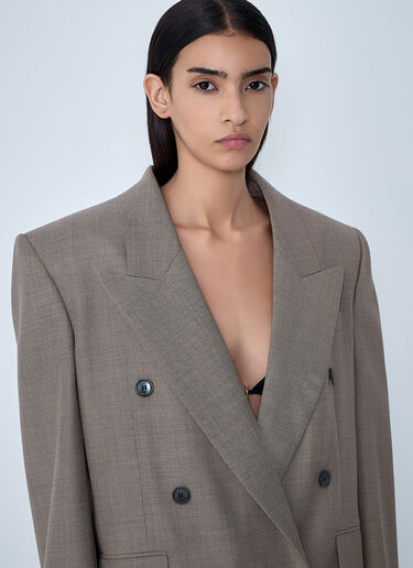 Saint Laurent Double-Breasted Blazer Beige sla0260070
