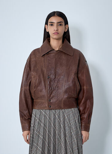 Leather Bomber Jacket Saint Laurent Leather Bomber Jacket Brown sla0261038