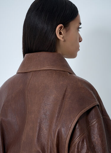 Leather Bomber Jacket Saint Laurent Leather Bomber Jacket Brown sla0261038