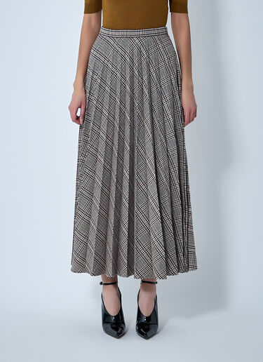 Pleated Check Maxi Skirt Saint Laurent Pleated Check Maxi Skirt Burgundy sla0261138
