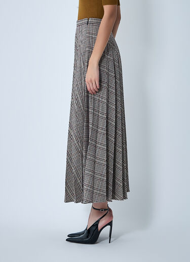 Pleated Check Maxi Skirt Saint Laurent Pleated Check Maxi Skirt Burgundy sla0261138