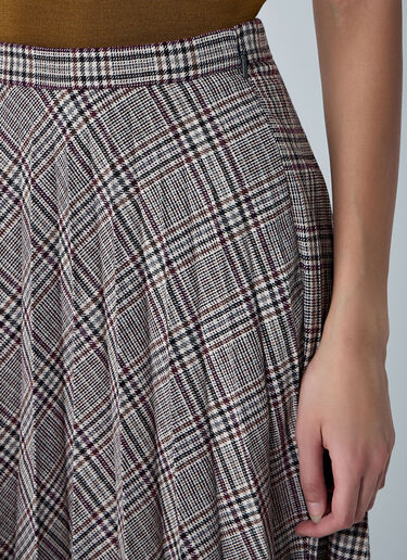 Pleated Check Maxi Skirt Saint Laurent Pleated Check Maxi Skirt Burgundy sla0261138
