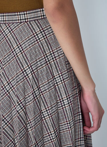 Pleated Check Maxi Skirt Saint Laurent Pleated Check Maxi Skirt Burgundy sla0261138