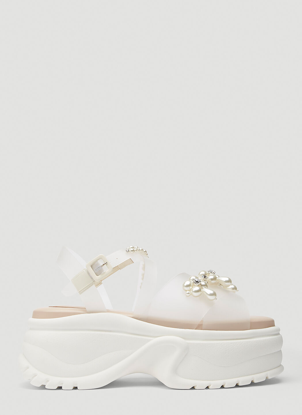 【Simone Rocha】ネイビー サテン プラットフォーム Simone Rocha - Embellished sneakers Simone Rocha