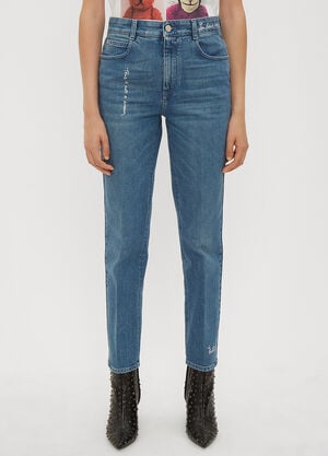 Stella McCartney Slogan Embroidered Jeans Blue stm0233030