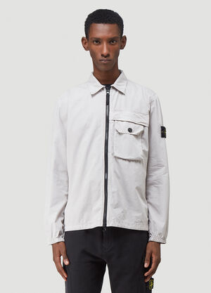 Stone Island Zip-Up Shirt Jacket Grey sto0142026
