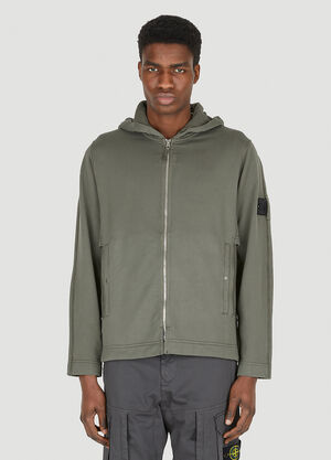 Stone Island Logo-Patch Hooded Sweatshirt Brown sto0147014