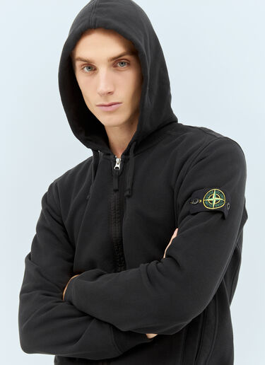 Logo Patch Zip-Up Sweatshirt Stone Island Logo Patch Zip-Up Sweatshirt Black sto0158049