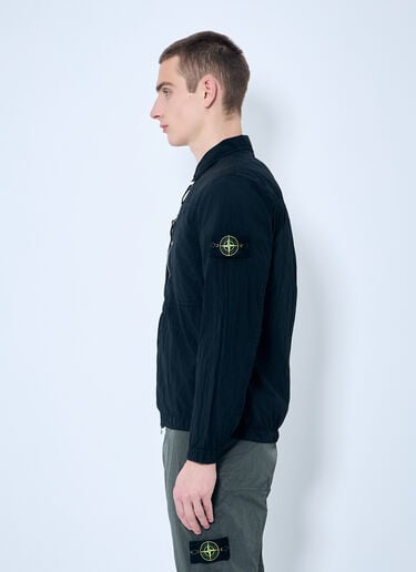 Stone Island 로고 패치 오버셔츠 블랙 sto0160006