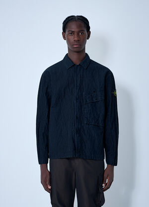 Stone Island Logo Motif Corduroy Shirt Navy sto0162021