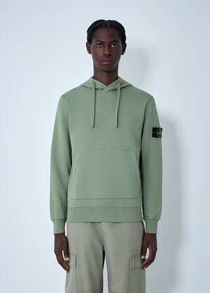 Stone Island Logo Motif Hooded Sweatshirt Green sto0162025