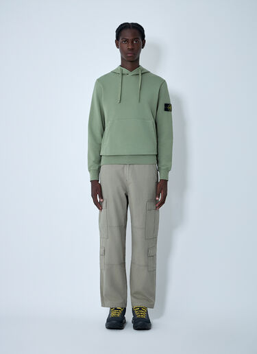 Stone Island Logo Motif Hooded Sweatshirt Green sto0162025