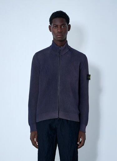 Zip-Up Rib Cardigan Stone Island Zip-Up Rib Cardigan Purple sto0162040