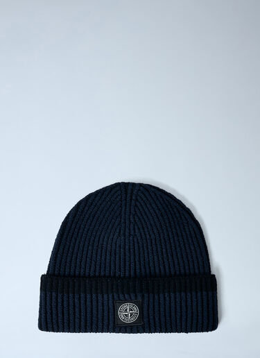 Logo Motif Beanie Hat Stone Island Logo Motif Beanie Hat Navy sto0162059