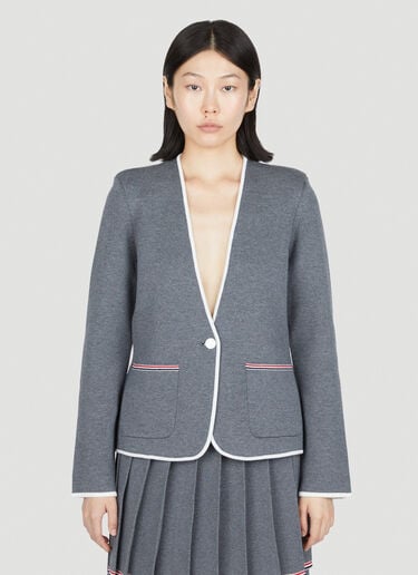 单排扣针织夹克 Thom Browne 单排扣针织夹克 灰色 thb0253018