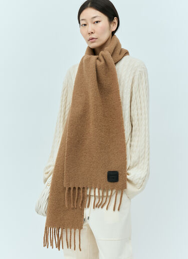 Monogram Leather Patch Scarf TOTEME Monogram Leather Patch Scarf Beige tot0255050