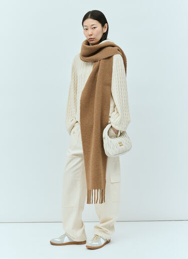 Monogram Leather Patch Scarf TOTEME Monogram Leather Patch Scarf Beige tot0255050