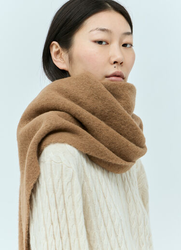 Monogram Leather Patch Scarf TOTEME Monogram Leather Patch Scarf Beige tot0255050