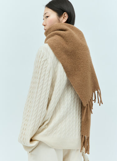 Monogram Leather Patch Scarf TOTEME Monogram Leather Patch Scarf Beige tot0255050