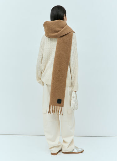 Monogram Leather Patch Scarf TOTEME Monogram Leather Patch Scarf Beige tot0255050