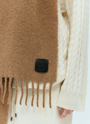 Monogram Leather Patch Scarf TOTEME Monogram Leather Patch Scarf Beige tot0255050