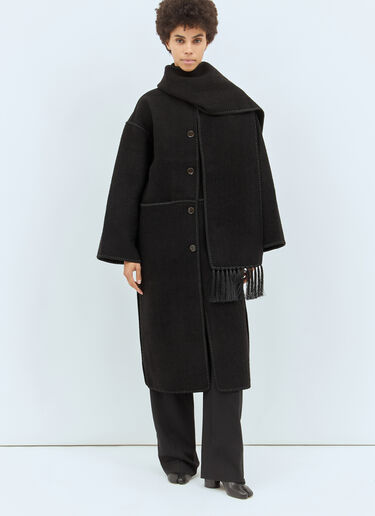 Embroidered Scarf Coat TOTEME Embroidered Scarf Coat Black tot0258005