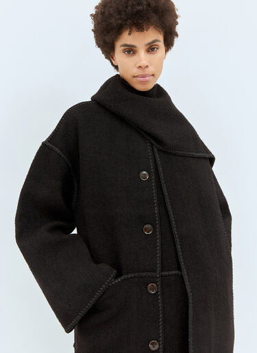 Embroidered Scarf Coat TOTEME Embroidered Scarf Coat Black tot0258005
