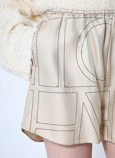 Monogram Silk Shorts TOTEME Monogram Silk Shorts Beige tot0260003