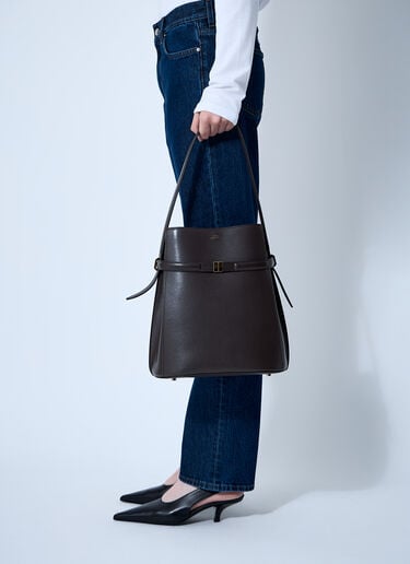 TOTEME Belted Leather Bucket Bag Brown tot0261026