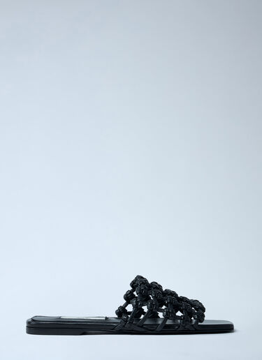 TOTEME Braided Leather Slides Black tot0261054