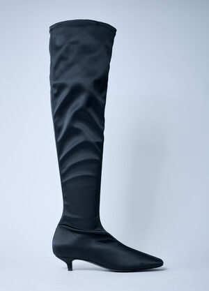 TOTEME Satin Knee-High Boots Black tot0262016