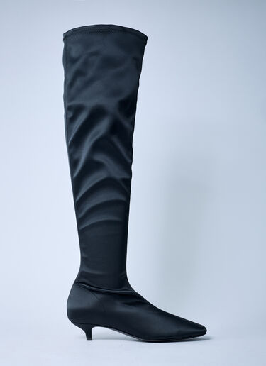 TOTEME Satin Knee-High Boots Black tot0262016