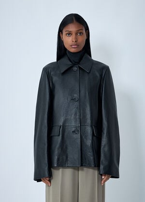 TOTEME Grained Leather Jacket Black tot0262025