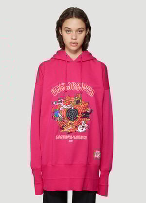 Vetements Oversized Cartoon Embroidered Hooded Sweatshirt Pink vet0236009