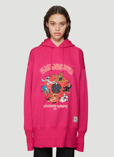 Oversized Cartoon Embroidered Hooded Sweatshirt Vetements Oversized Cartoon Embroidered Hooded Sweatshirt Pink vet0236009