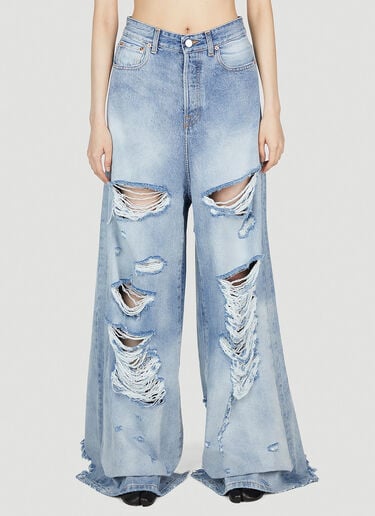 Destroyed Baggy Jeans VETEMENTS Destroyed Baggy Jeans Light Blue vet0251002
