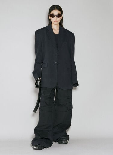 VETEMENTS 워싱 마감 저지 테일러드 블레이저  블랙 vet0254016