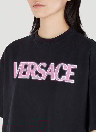 徽标印花 T 恤 Versace 徽标印花 T 恤 黑色 vrs0251006