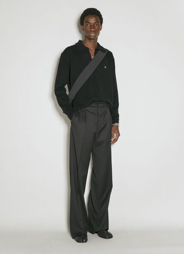 풋볼 폴로 니트 스웨터 Vivienne Westwood 풋볼 폴로 니트 스웨터 블랙 vvw0155007